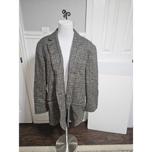 Sz 18W Ralph Lauren Women Houndstooth 100% WOOL Blend Blazer Equestrian - Picture 3 of 10